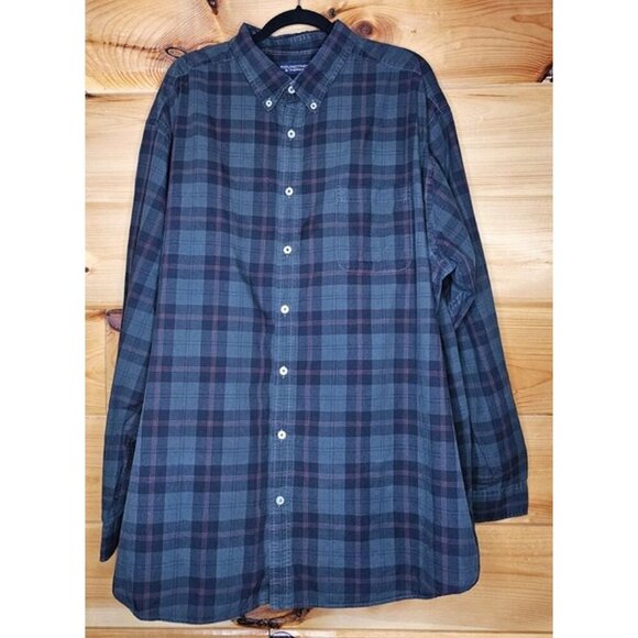 Roundtree & Yorke Shirt Men's 3XT Red,Green Plaid Long Sleeve Button Down - Picture 6 of 12